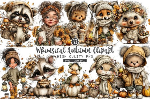 Download Whimsical Autumn Clipart Bundle - Clipart bundle Collection