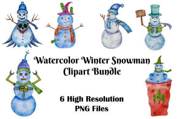 Download Watercolor Winter Snowman Clipart Bundle - Clipart bundle Collection