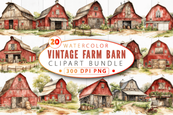 Download Vintage Farm Barn Clipart Bundle - Clipart bundle Collection