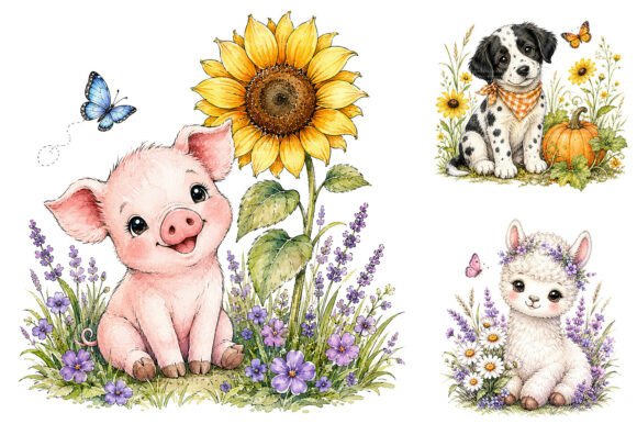 Download Watercolor Farm Animal Clipart Bundle - Clipart bundle Collection