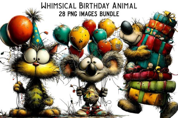 Download Whimsical Birthday Animal Clipart Bundle - Clipart bundle Collection