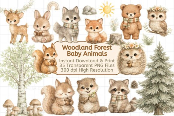 Download 35 Woodland Animals Clipart Bundle - Clipart bundle Collection