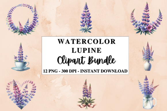 Download Watercolor Lupine Clipart Bundle - Clipart bundle Collection