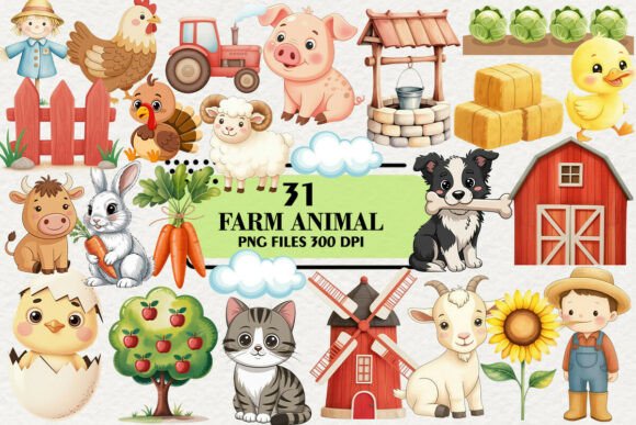 Download Kawaii Farm Animal Clipart Bundle - Clipart bundle Collection