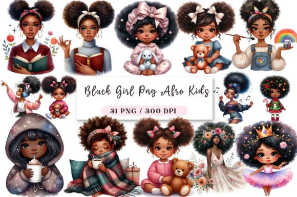 Download Black Girl Png Afro Kids Clipart Bundle - Clipart bundle Collection