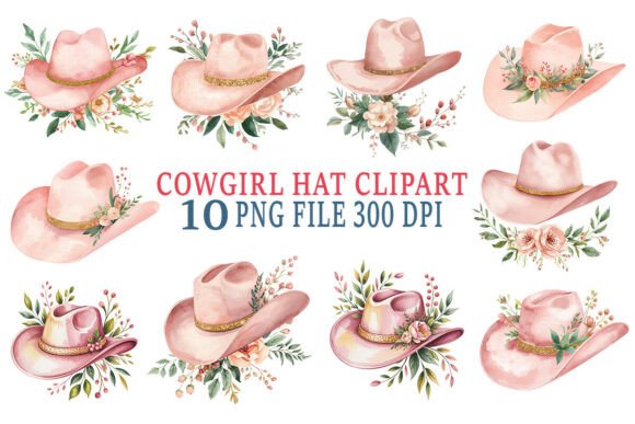 Download Watercolor Cowgirl Hat Clipart Bundle - Clipart bundle Collection