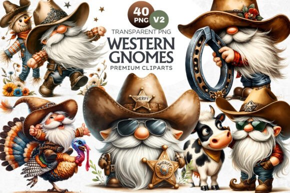 Download 40 Funny Western Gnomes Clipart Bundle - Clipart bundle Collection