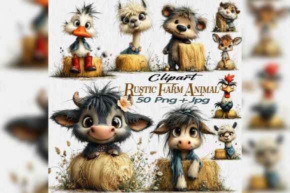 Download Rustic Farm Animal Clipart Bundle PNG - Clipart bundle Collection