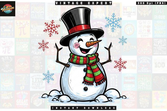 Download Vintage Christmas Winter Snowman Clipart - Vintage christmas Collection