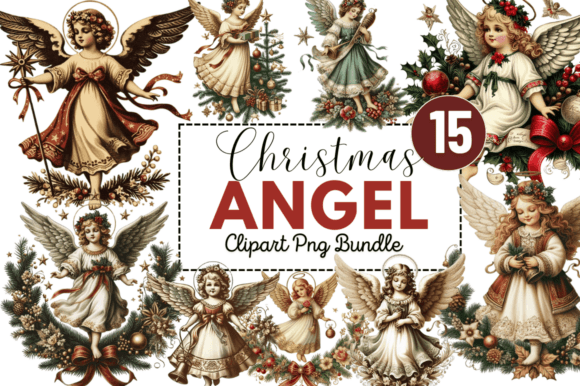Download Vintage Christmas Angel Clipart Bundle - Clipart bundle Collection
