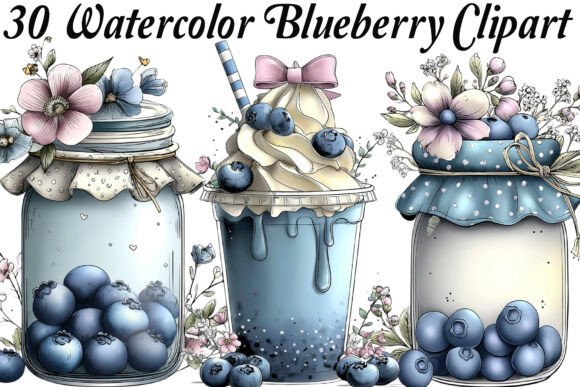 Download Watercolor Blueberry Clipart Bundle - Clipart bundle Collection