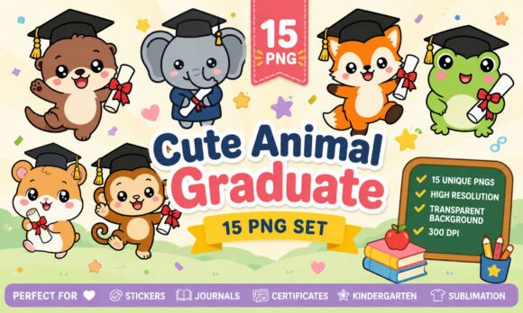 Download Cute Animal Graduate PNG Clipart Bundle - Clipart bundle Collection