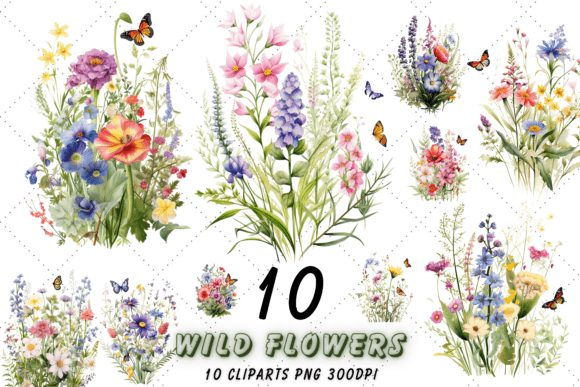 Download Watercolor Wild Flowers Clipart Bundle - Clipart bundle Collection