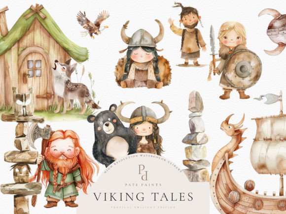 Download Nursery Viking Tales Clipart Bundle - Clipart bundle Collection