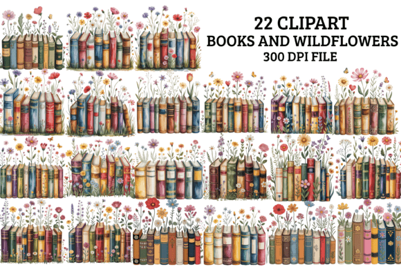 Download Books and Wildflowers Clipart Bundle PNG - Clipart bundle Collection