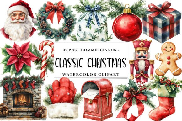 Download Classic Christmas Clipart Bundle - Clipart bundle Collection