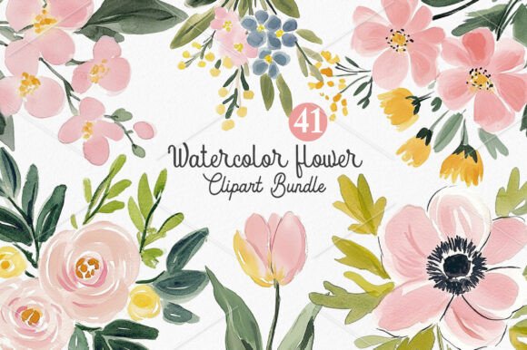 Download Watercolor Flower Clipart Bundle - Clipart bundle Collection