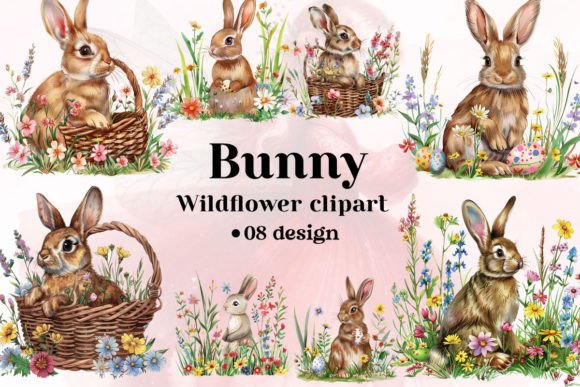 Download Bunny Wildflowers Clipart Bundle - Clipart bundle Collection