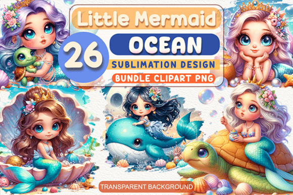 Download Cute Mermaid Clipart Bundle Sublimation - Clipart bundle Collection