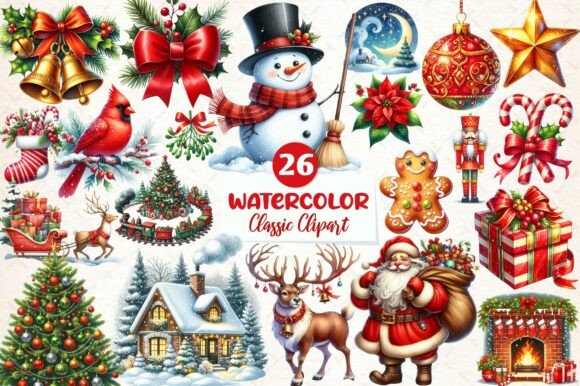 Download Classic Christmas Clipart Bundle - Clipart bundle Collection