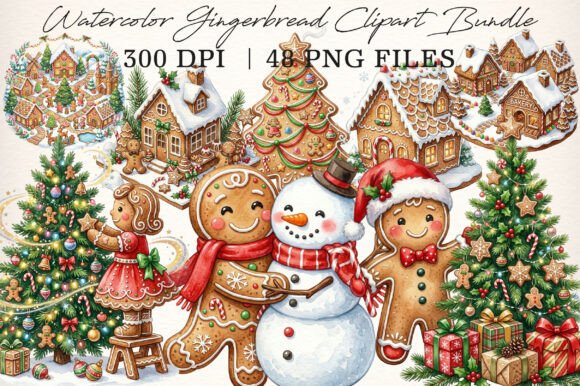 Download Watercolor Gingerbread Clipart Bundle - Clipart bundle Collection