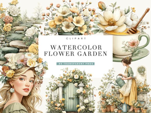 Download Watercolor Flower Garden Clipart Bundle - Clipart bundle Collection