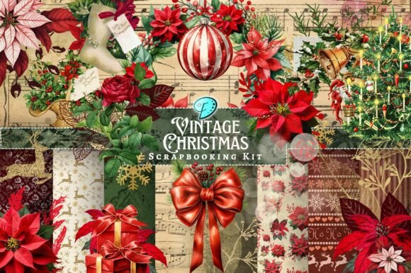 Download Vintage Christmas Scrapbooking Kit - Vintage christmas Collection