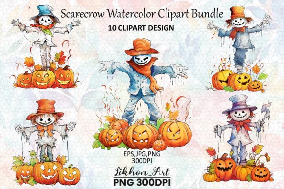 Download Scarecrow Watercolor Clipart Bundle - Clipart bundle Collection