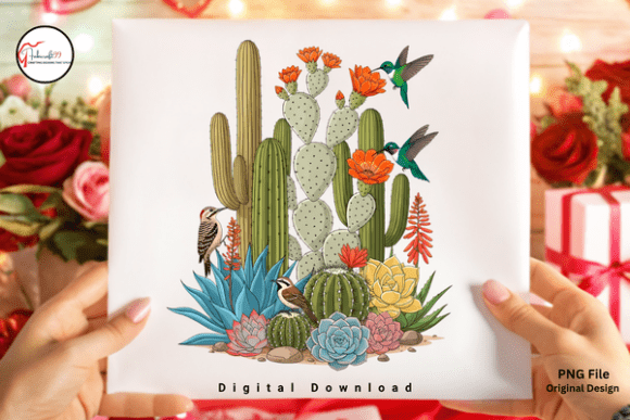 Download Boho Botanical Cactus Garden Bird PNG - Premium Resources