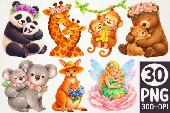 Download Cute Animal Family Clipart Bundle PNG - Clipart bundle Collection