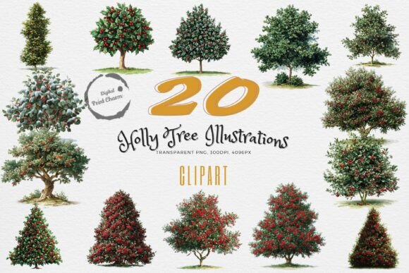 Download Festive Holly &amp; Berry Clipart Bundle - Clipart bundle Collection