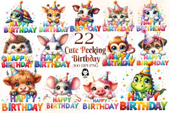 Download Peeking Birthday Animal Clipart Bundle - Clipart bundle Collection