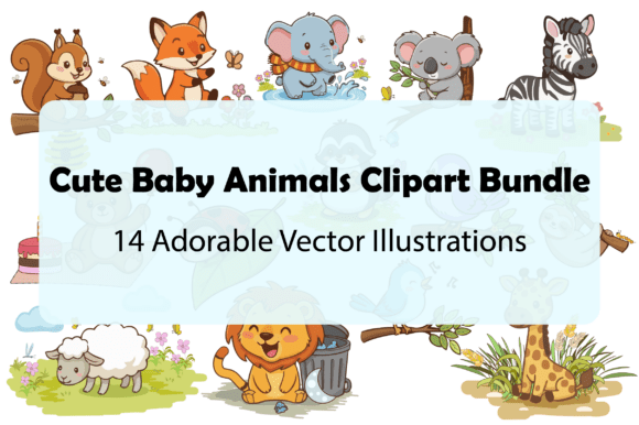 Download 14 Cute Baby Animals Clipart Bundle - Clipart bundle Collection