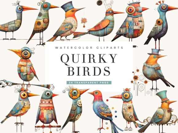 Download Whimsical Quirky Bird Clipart Bundle - Clipart bundle Collection