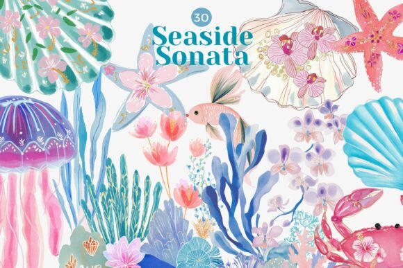 Download Coastal Watercolor Clipart Bundle - Clipart bundle Collection