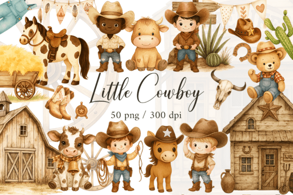Download Cowboy Watercolor Clipart Bundle - Clipart bundle Collection