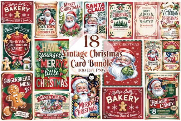 Download Vintage Christmas Card Quotes Bundle - Vintage christmas Collection