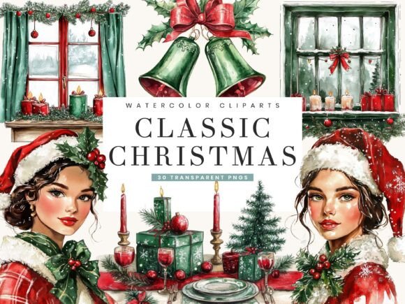 Download Classic Christmas Clipart Bundle - Clipart bundle Collection
