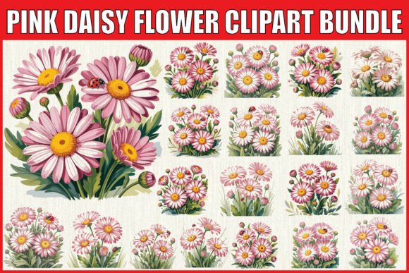 Download Pink Daisy Flower Clipart Bundle - Clipart bundle Collection