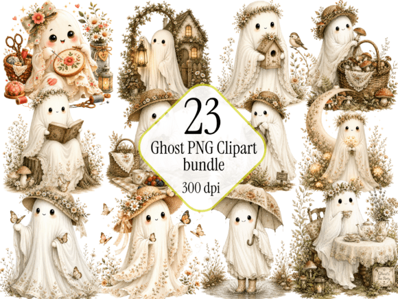 Download Cozy Cottage Ghost Clipart Bundle PNG - Clipart bundle Collection