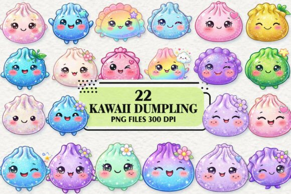 Download Kawaii Glitter Dumpling Clipart Bundle - Clipart bundle Collection