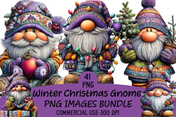Download Winter Christmas Gnome Clipart Bundle - Clipart bundle Collection