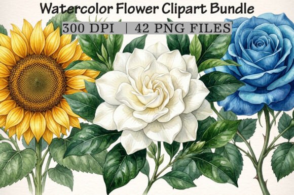 Download Watercolor Flower Clipart Bundle - Clipart bundle Collection