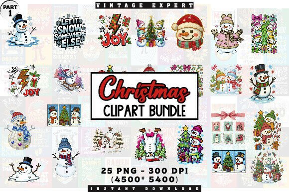 Download Cozy Winter Snowman Clipart Bundle - Clipart bundle Collection