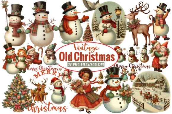Download Vintage Old Christmas Clipart Bundle - Clipart bundle Collection